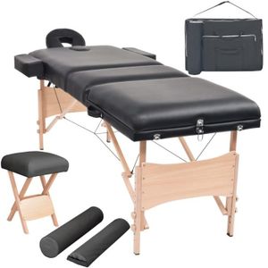 TABLE DE MASSAGE - TABLE DE SOIN BLL Table de massage pliable et tabouret 10 cm d'épaisseur Noir 7466810713104