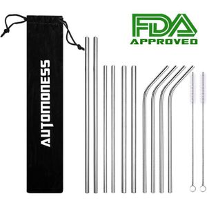 8 Pailles En Inox Réutilisables Avec Brosse De Nettoyage - Longueur 23,5 Cm, Lavables Au Lave-vaisselle