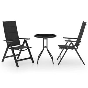 Ensemble table et chaise de jardin Mobilier de bistro 3 pcs Noir et anthracite - 38669
