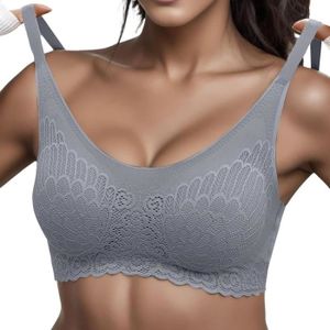 SOUTIEN-GORGE SOUTIEN-GORGE Soutien Gorge sans Armature Push Up Brassière Femme Sport Confortable Soutien-Gorge pour Quotidien Yoga Gris