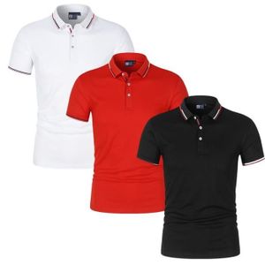 POLO Lot de 3 Polo Homme,Polo Homme Travail Manches Courtes,Basic Polos Homme d'été Tennis Golf Entraînement-Noir Blanc Rouge