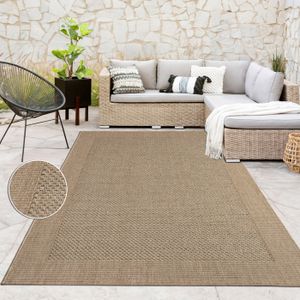 TAPIS D’EXTÉRIEUR Tapis Intérieur & Extérieur Tissage À Plat Aspect Sisal Look Naturel Uni Beige [160x230 cm]