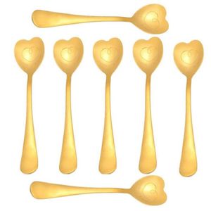 cuillère à dessert BESTonZON Lot de 6 cuillères en acier inoxydable en forme de cœur agitation mignon gâteau de café