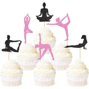 Figurine décor gâteau Lot De 24 Décorations Colorées Pour Cupcakes, Yoga