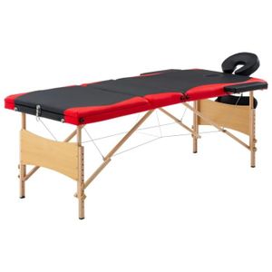 TABLE DE MASSAGE - TABLE DE SOIN Table de massage pliable 3 zones Bois Noir et rouge