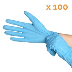 Lot de 100 gants jetables antibactériens de protection jetables en PVC pour examen médical l