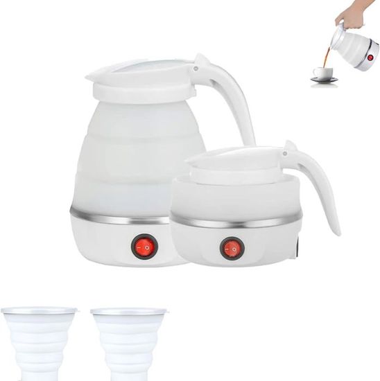 Bouilloire Pliable électrique 600 Ml - Portable, Voyage, Camping, Acier Inox 304, Chauffage Rapide 4-5 Min