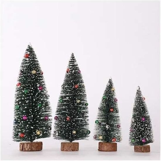 Sapin de Noël Miniature, Arbre Artificiel Miniature avec Base en Bois Sapin de Noël Miniature, Arbre Artificiel Miniature avec Base en Bois