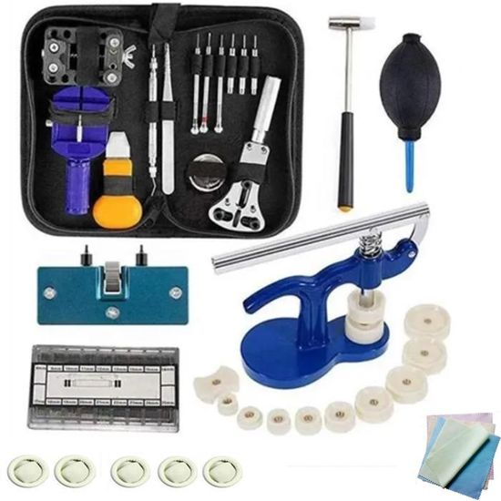 Kit Outils Réparation Bracelet Montre - Extracteur Goupille, Marteau, Clés - Pochette De Rangement Bleue