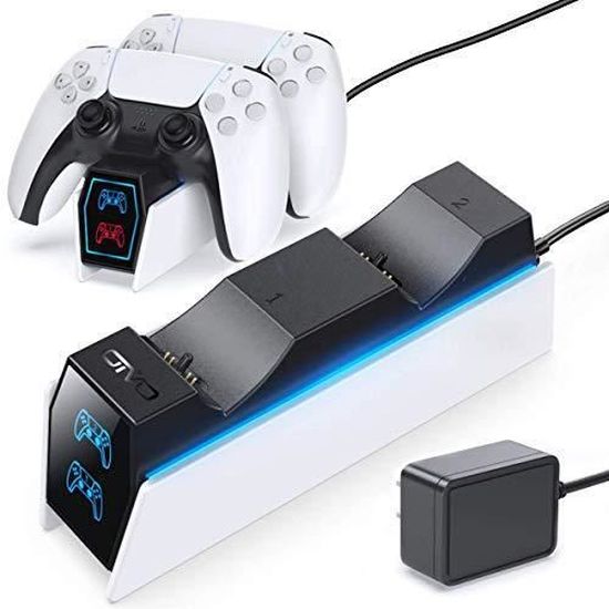 OIVO Chargeur PS5, PS5 Station de Charge Rapide avec indicateur LED et EU Adaptateur