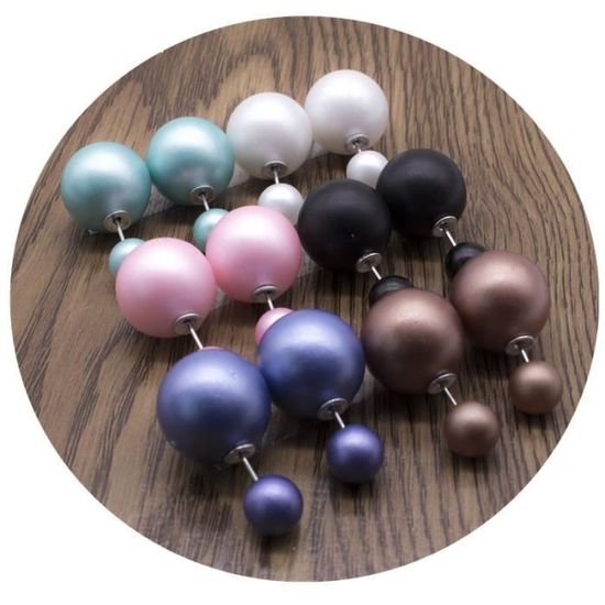 Multicolore Lot de 6 Double Boule Mat Boucles D/'Oreilles L/&D