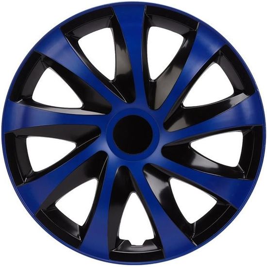 Enjoliveurs de roues DRACO CS noir et bleu 16' - Lot de 4 pièces
