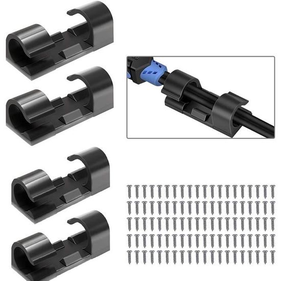 100 Attaches Câbles Noires 16 Mm – Pour Organisation Fils électriques – En Nylon Résistant – Installation Facile Avec Clou - 2