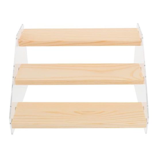 Présentoir échelle Bois Et Acrylique - 3 Niveaux, 50 Cm, Pour Figurines, Cosmétiques, Objets Déco