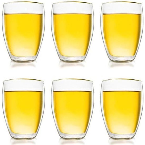 Lot De 6 Tasses à Café Double Paroi 80 Ml – Verre Transparent Pour Espresso, Latte, Cocktails