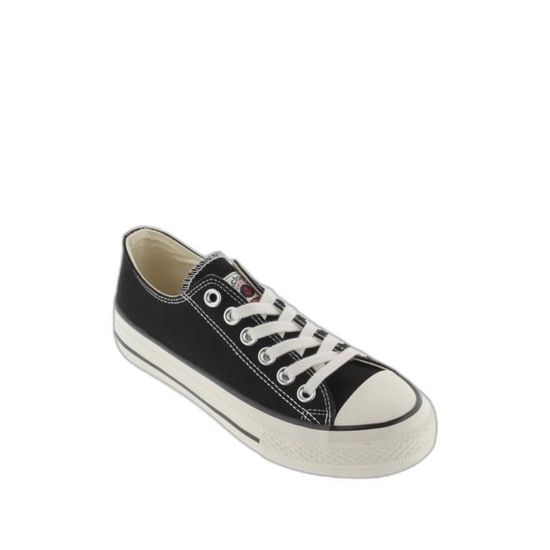 Baskets en toile brillante Victoria Tribu noir Homme 39 Lacets Plat Noir Cdiscount Chaussures