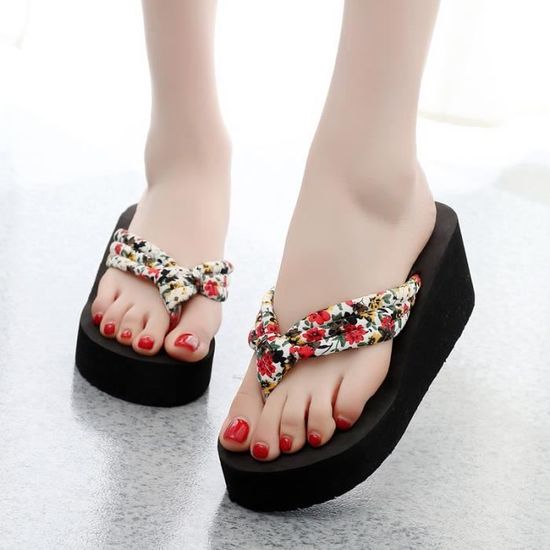 Sandales Tongs Femme à Enfiler Fleurs Marron Aqua - Taille 11 (XL) Neuves Sans Emballage, Parfaites Pour La Plage