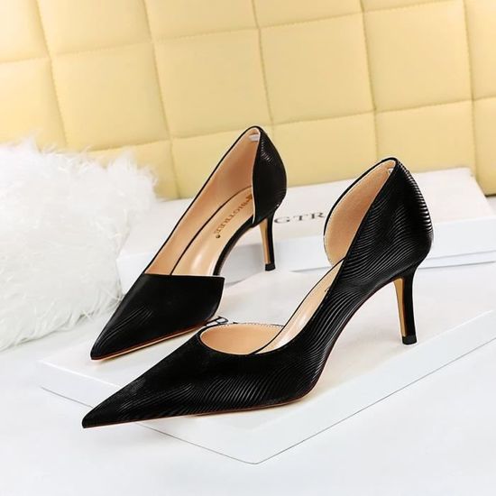 Escarpin Femme sexy Slim Dark grain Zebra grain talon haut talon