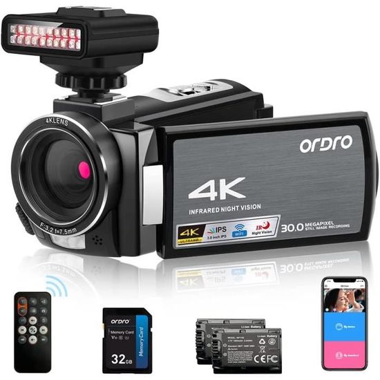 Caméra Portable ORDRO M5 Avec Stabilisateur 3 Axes - Vidéo 5K/4K, écran Tactile 3.5", Vision Nocturne, Grand Angle 120° | Pour Vlog, Voyage, YouTube