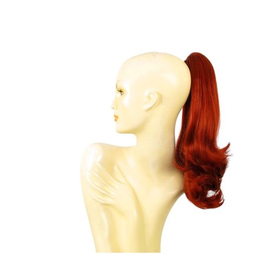 Postiche Queue De Cheval Roux Cuivré - Longueur 40 Cm, Synthétique, Taille Moyenne, Neuf
