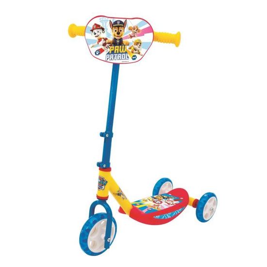 Smoby - Trottinette Pat' Patrouille – Trottinette 3 roues, guidon réglable  en hauteur, cadre en métal stable, transport facile, pour les enfants à