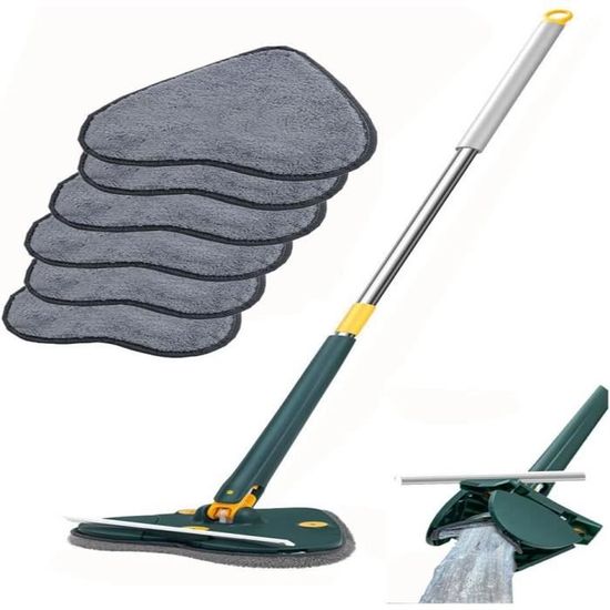 Balai à Franges Commercial Sutowe - Manche Acier Inoxydable - Tête Coton Mélangé - 133 Cm