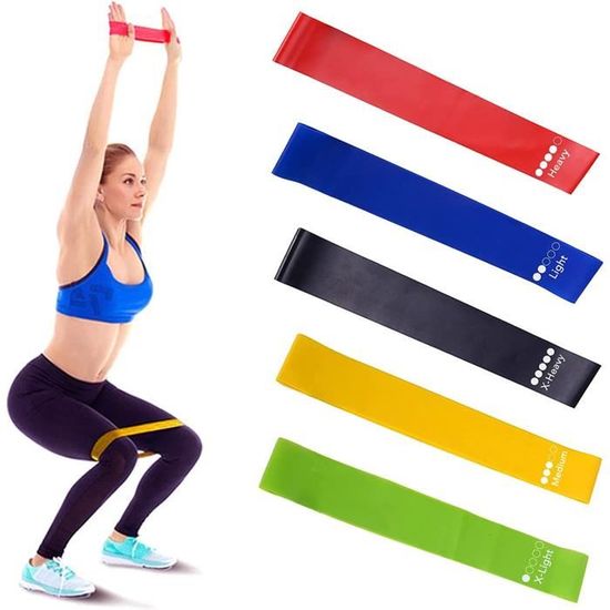 Elastique musculation,Barre de résistance élastique pour Yoga et Pilates,  équipement de Fitness, Crossfit - With 5pcs bands set