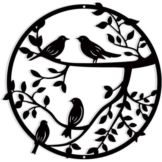 Oiseaux Muraux En Métal Sur Une Branche,Décoration Murale Oiseaux En
