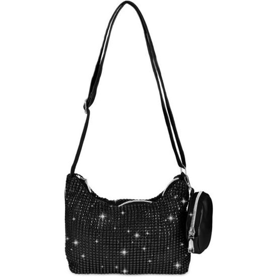 Pochette Soirée Femme XFSRG Pailletée – Clutch Enveloppe Plissée Avec Chaîne Détachable, Idéale Mariage/fête