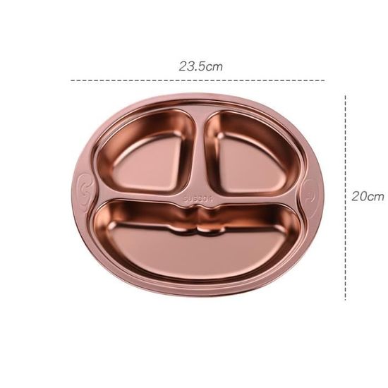 Assiette Bébé En Inox 304 à 3 Compartiments - Design Panda, Réutilisable, Empilable, Avec Cuillère - Idéale Pour Repas équilibrés
