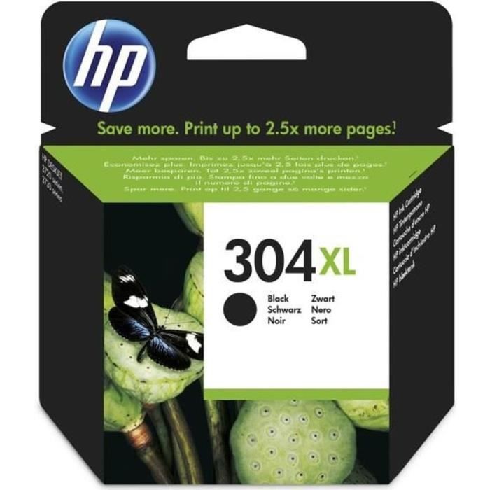 HP 304XL Cartouche dencre noire authentique (N9K08AE) pour HP DeskJet 2620/2630/3720/3730