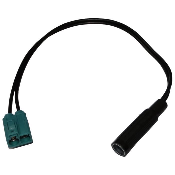 Aerzetix: Connecteur câble adaptateur fiche antenne autoradio double FAKRA femelle vert DIN pour Audi Seat VW Volkswagen Skoda 2008+
