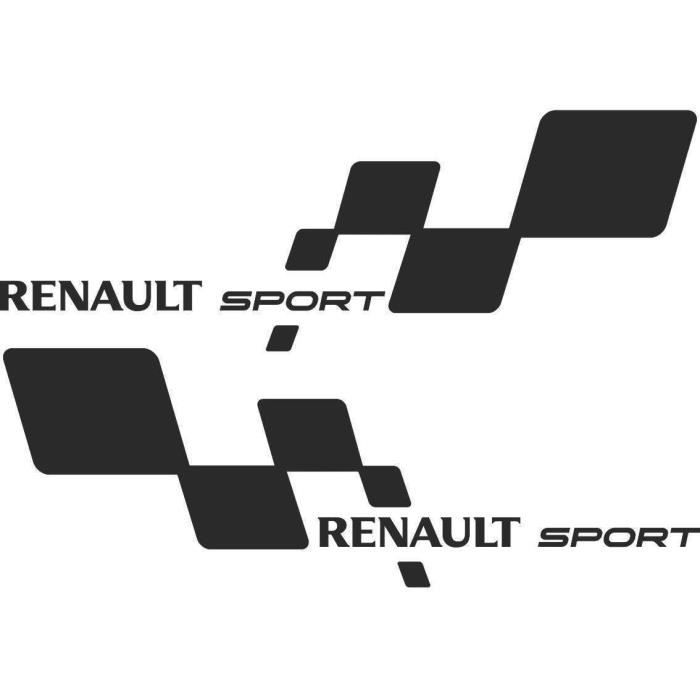 2 Sticker Autocollant Renault Sport Damier NOIR Clio Megane Twingo RS GT par MXSPIRIT