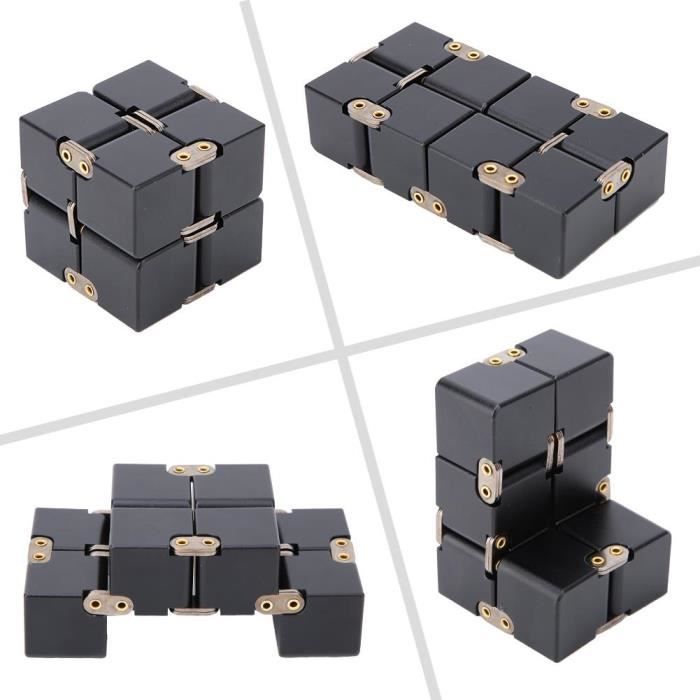 WIPES Alliage D'Aluminium De Poche Fidget Toys Infinity Desk Magic Cube Soulager Le Jouet De Stress Noir