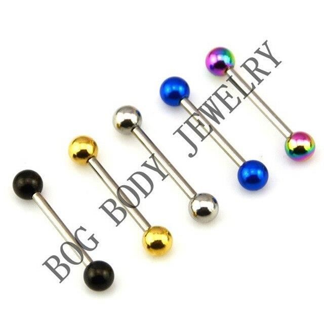 haltères industriels acier haltère droit anodisé boules langue barres mamelon anneaux corps Piercing haltère 5 paires-lo SN8707