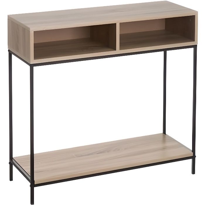 Console d'Entrée en Bois et Métal Noir à 2 Casiers 0,000000