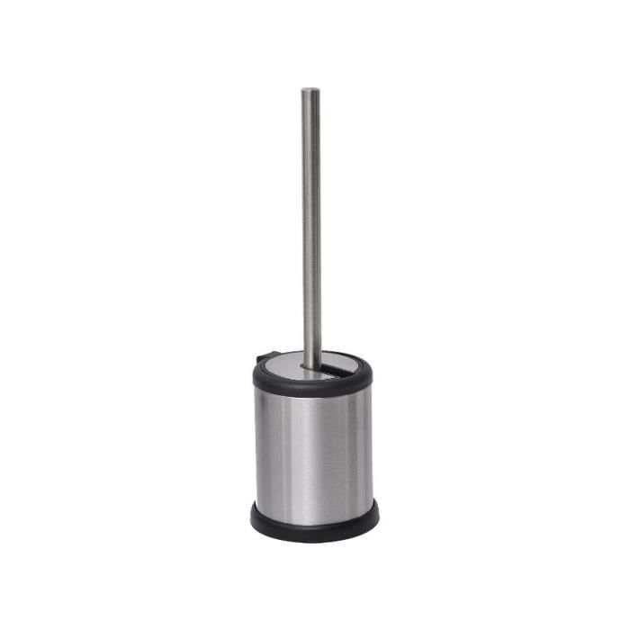 Praktische Toiletborstel met Houder met afdekklep - 11,5x39cm – Chroom – Vrijstaand – Badkamer – Toilet