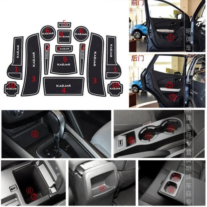 Décoration Véhicule,Housse de porte antidérapante pour Renault KADJAR, en gel de silice, pour tasse, accessoires, GR - Type 1 white