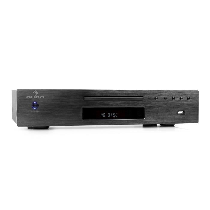 auna AV2-CD509 Lecteur CD avec récepteur radio avec USB compatible MP3 (40 stations programmables, sorties numériques & analogiques)