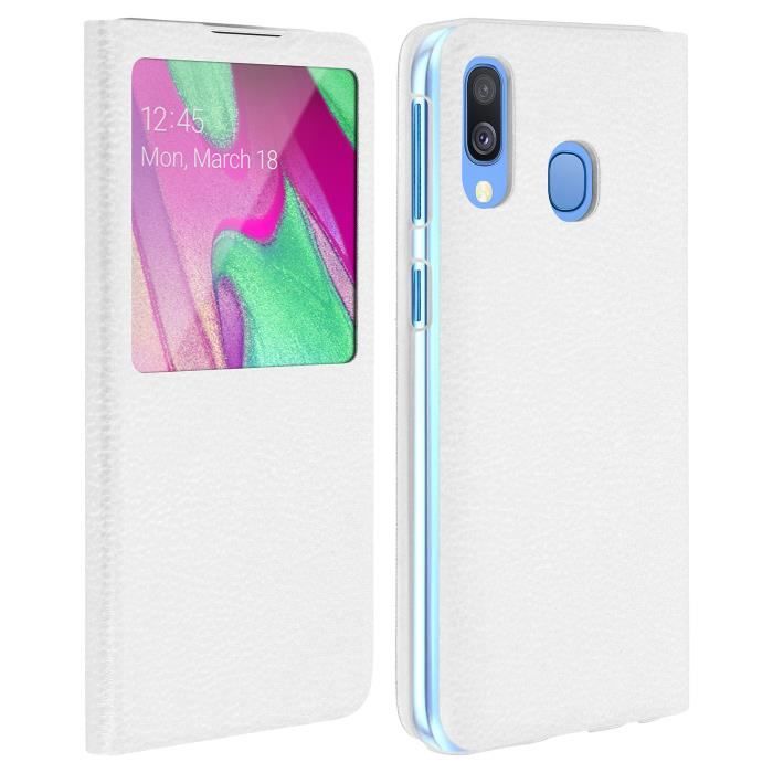 Housse Samsung Galaxy A40 Etui à Clapet Fenêtre Coque Ultra-fin Blanc