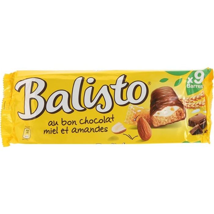 Barres goût lait miel et amande 9 x 18.5g Balisto