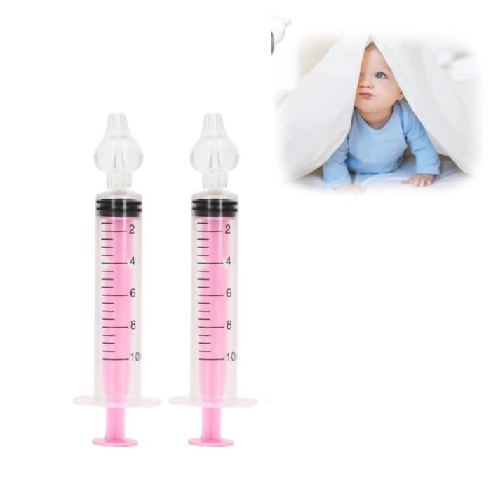 Mouche-bébé, kit de 2 irrigateurs nasal 10ml, seringue nasale réutilisable- Rose