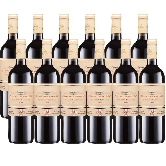 Chateau de Reignac 2019 - Lot de 12 bouteilles de 75cl - vin rouge - AOC Bordeaux Supérieur
