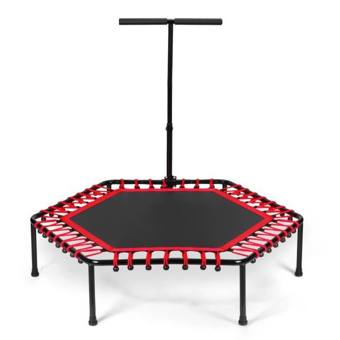 COSTWAY Trampoline de Fitness Gymnastique ø100CM avec Poignée en Forme T Réglable en Hauteur sur 3 Positions Charge Max 150KG Rouge