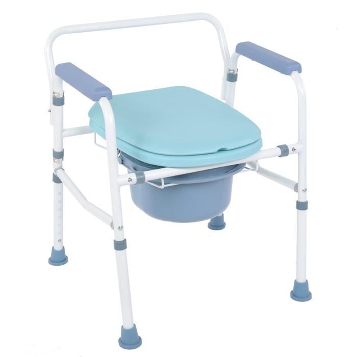 Chaise percée Chaise toilettes Chaise de toilettes Réglable avec bassin Urinal urine Avec couvercle WC Commode Adulte HB043 -VQU