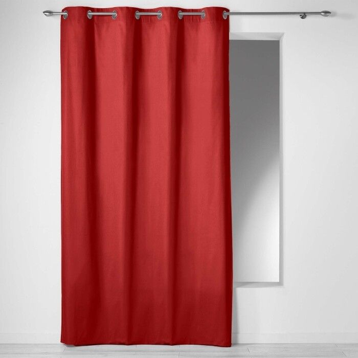 Rideau oeillets 240cm 100% coton PANAMA UNI ROUGE