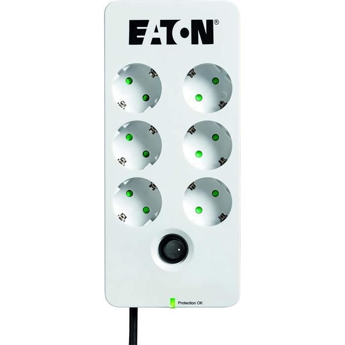 Multiprise/Parafoudre - Eaton Protection Box 6 DIN - PB6D - 6 prises DIN européennes - Blanc & Noir