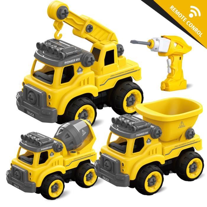 Jouet télécommandée Mini Voiture 3 en 1 Démonter et Assembler Véhicules de Construction Camion Jouets DIY pour Enfant Jeu éducatif