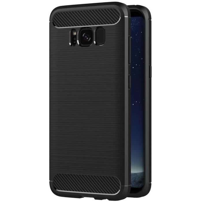 Coque de Protection Samsung Galaxy S8 Etui antidérapent Coque Fibre de Carbone Noir Samsung Galaxy S8. Housse Souple Haute