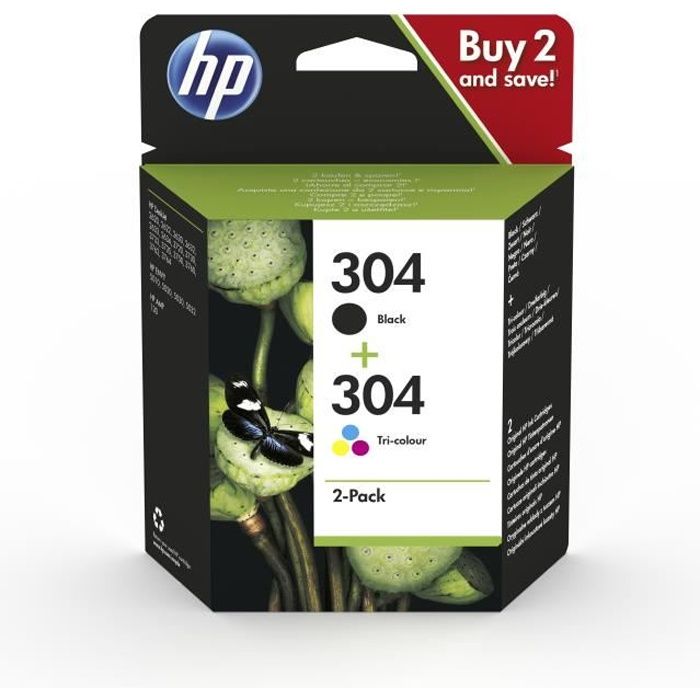 HP 304, HP, HP ENVY 5010, HP ENVY 5020, HP ENVY 5030, HP ENVY 5032, HP Deskjet 2620, HP Deskjet 2622, HP...